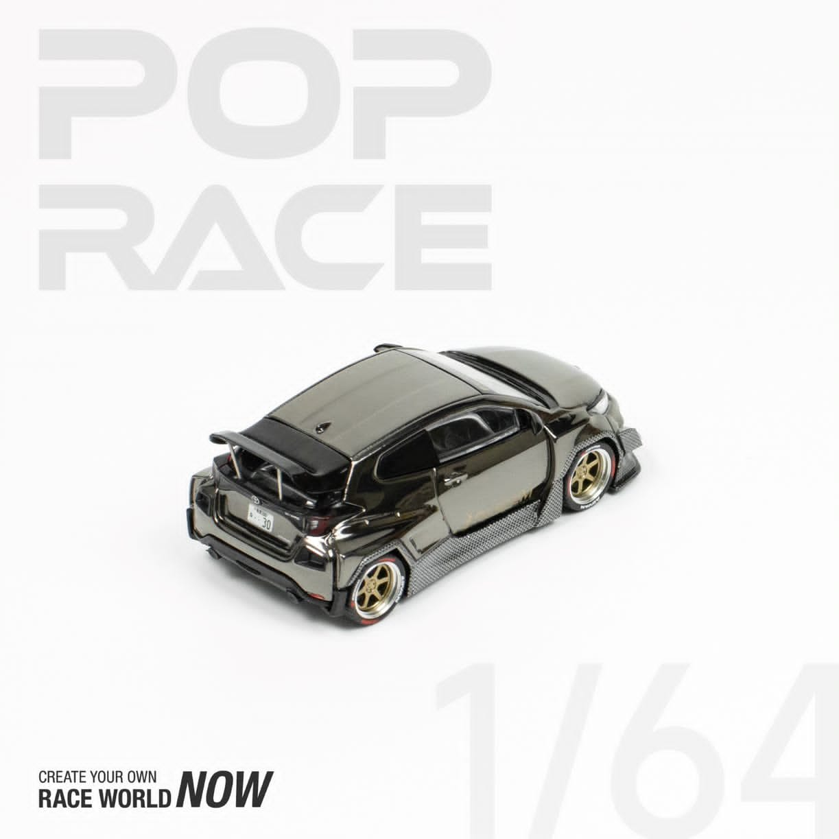 Pop Race 1/64 GR Yaris Pandem Rocket Bunny Chrome Black