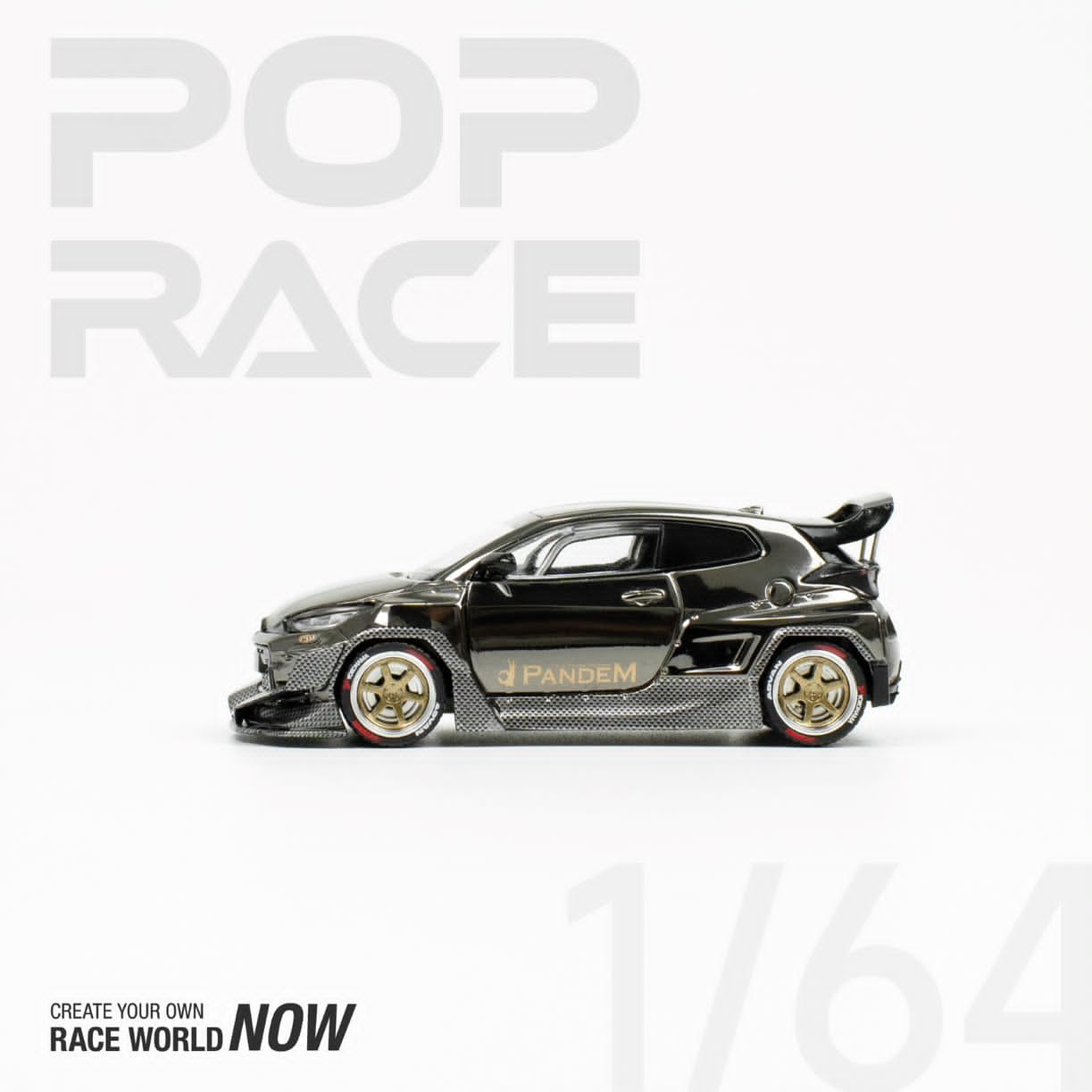 Pop Race 1/64 GR Yaris Pandem Rocket Bunny Chrome Black