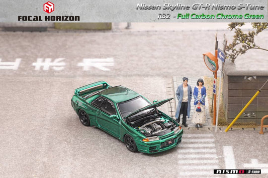 Focal Horizon 1/64 Skyline GT-R R32 Nismo S-Tune Full Carbon Chrome Green