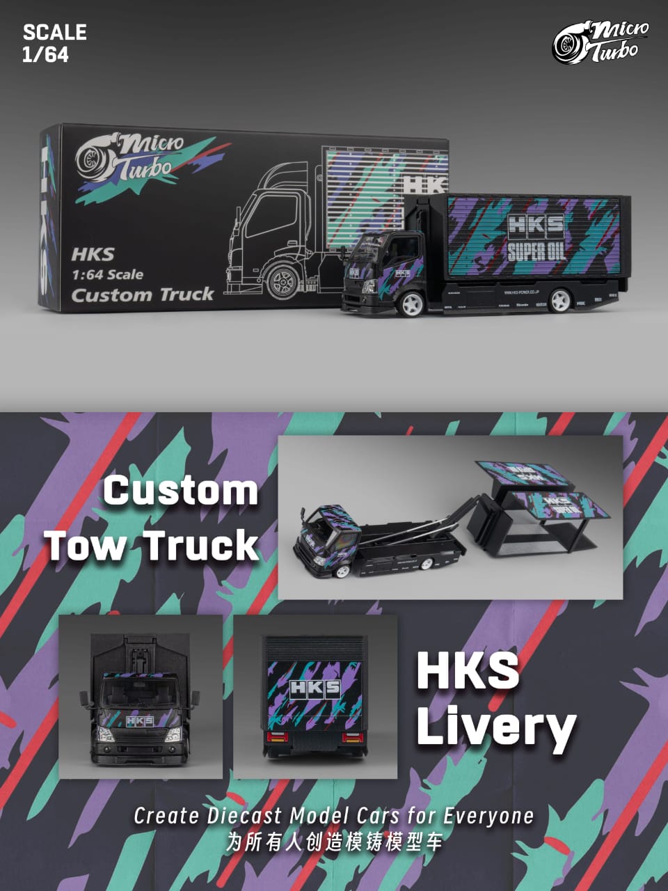 Microturbo 1/64 Custom Gull Wing Truck HKS Livery