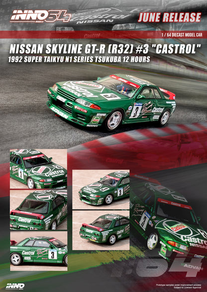 Inno64 1/64 NISSAN SKYLINE GT-R (R32) #3 "CASTROL"Super Taikyu N1 Series Tsukuba 12 Hours 1992