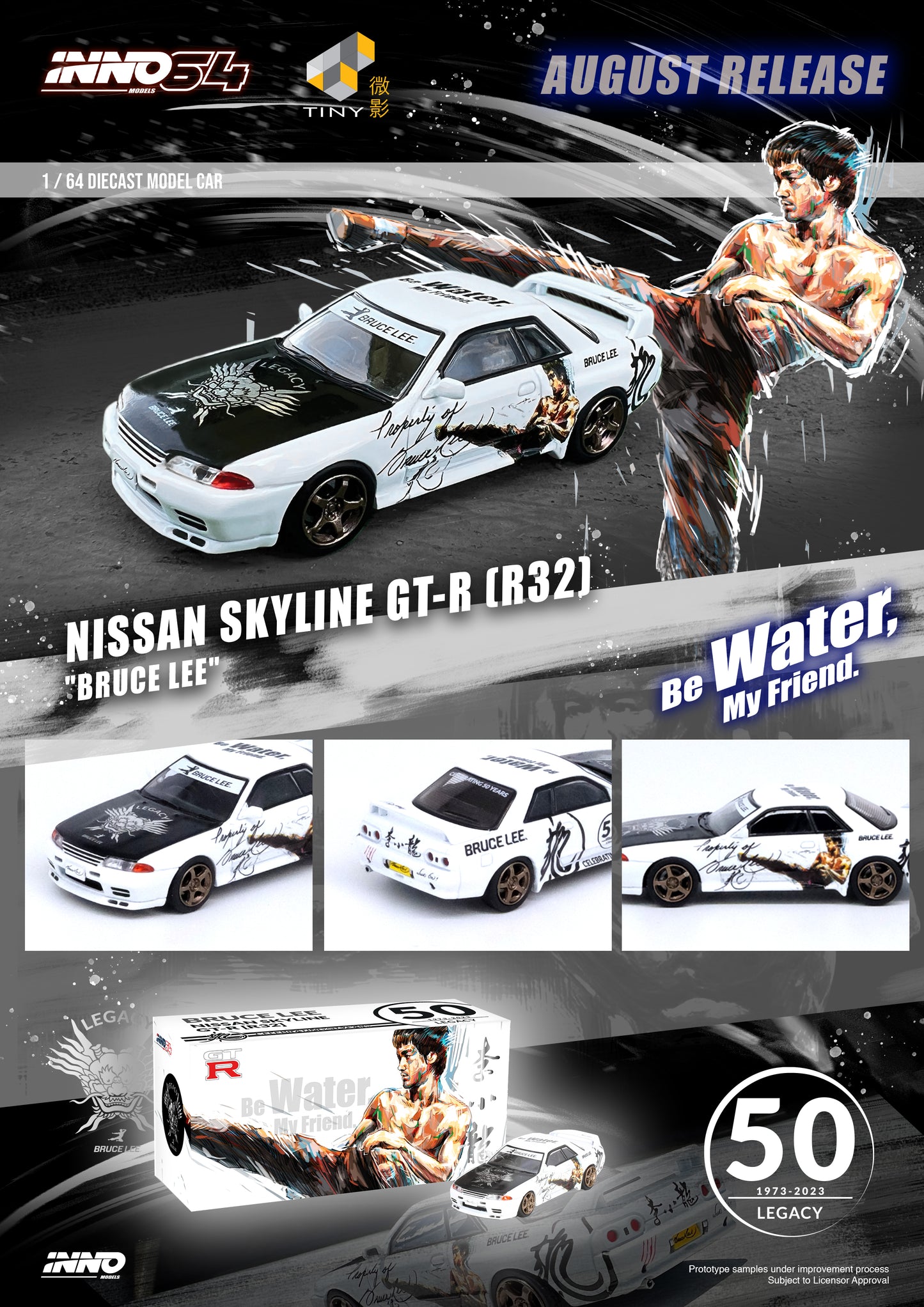 [ETA: Aug 2023] Inno64 1/64 NISSAN SKYLINE GT-R (R32) Bruce Lee 50th Anniversary Special Model ***Hong Kong Exclusive***