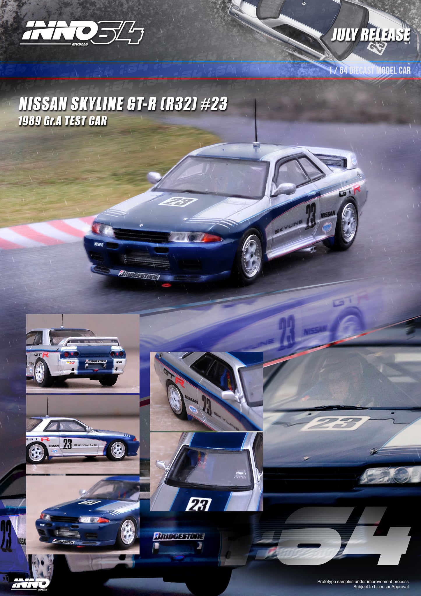 [ETA:  August 2023 ] Inno64 1/64 NISSAN SKYLINE GT-R (R32) Gr.A Test Car 1989