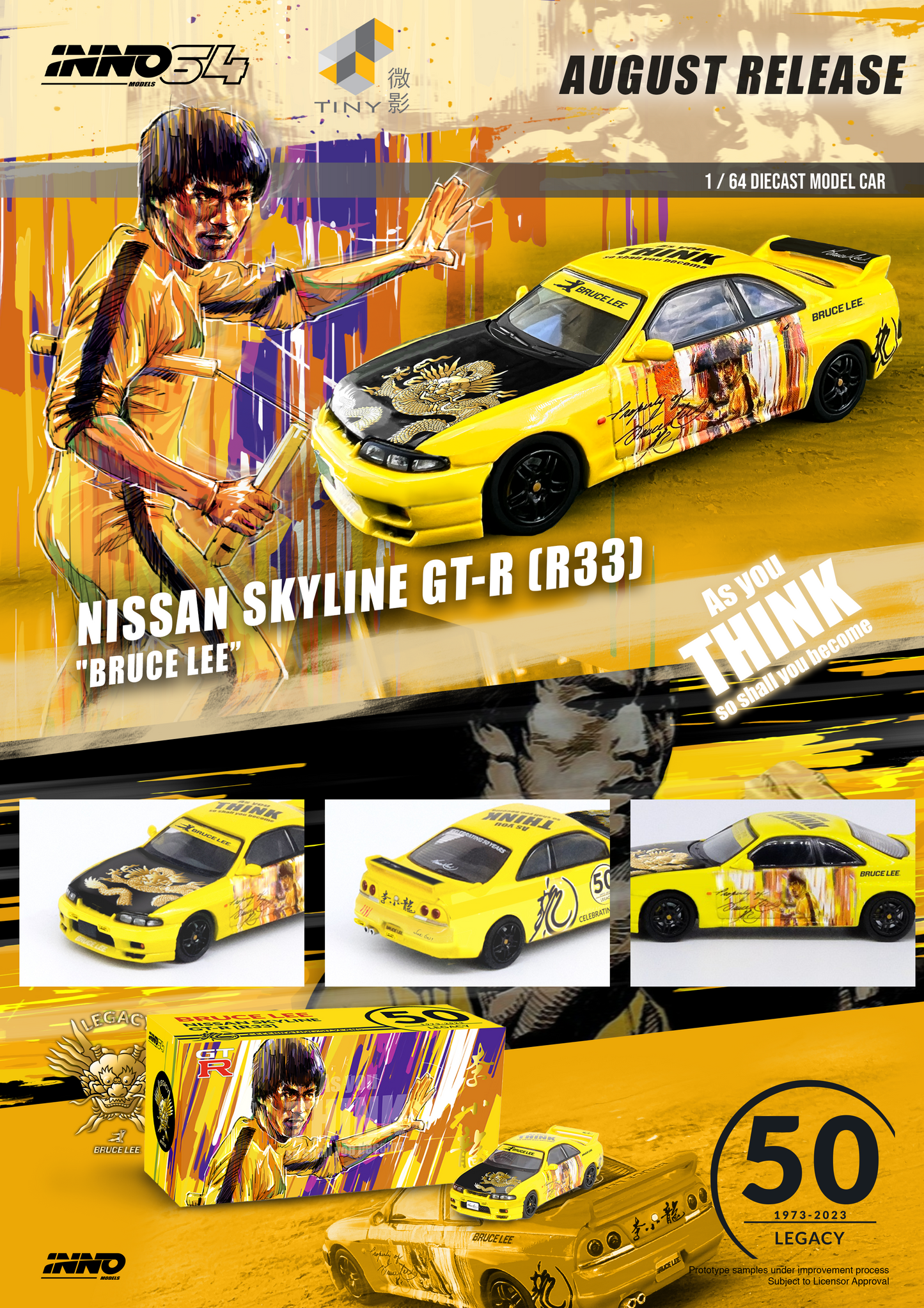 [ETA: Aug 2023] Inno64 1/64 NISSAN SKYLINE GT-R (R33) Bruce Lee 50th Anniversary Special Model ***Hong Kong Exclusive***