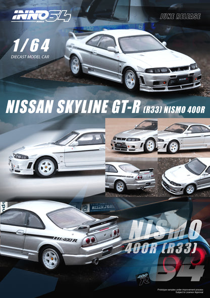Inno64 1/64 NISSAN SKYLINE GT-R (R33) NISMO 400R Sonic Silver