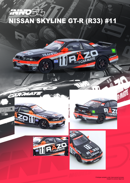 [ETA:  Jun 2025 ] Inno64 1/64 NISSAN SKYLINE GT-R R33 #11 "RAZO TRAMPIO"
N1 Super Endurance Series - SENDAN HIGHLAND 1995 Winner