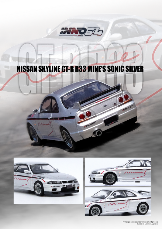 [ETA:  Mar 2025 ] Inno64 1/64 NISSAN SKYLINE GR-R (R33) "Tuned by Mine's" Silver