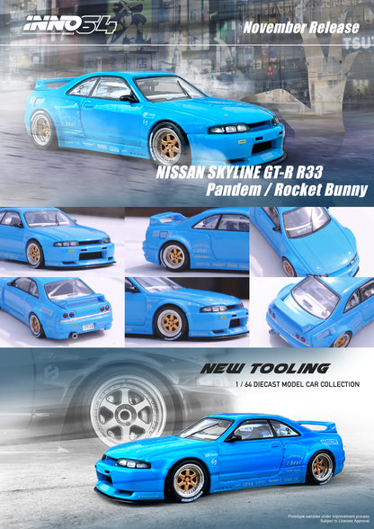 [ETA:  May 2024 ] Inno64 1/64 NISSAN SKYLINE GT-R (R33) "Pandem / Rocket Bunny" Blue