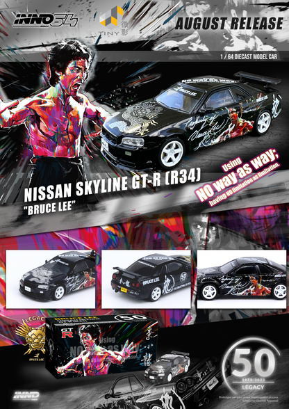 [ETA: Aug 2023] Inno64 1/64 NISSAN SKYLINE GT-R (R34) Bruce Lee 50th Anniversary Special Model ***Hong Kong Exclusive***