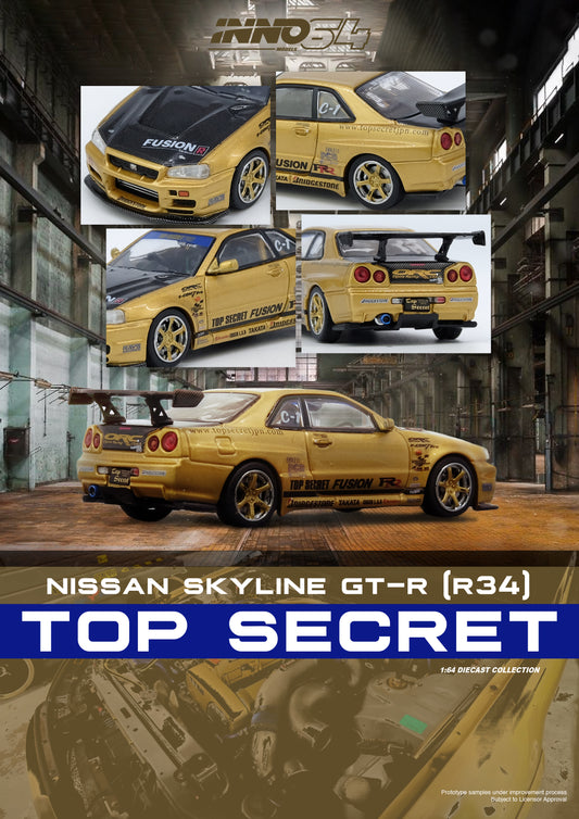 Inno64 1/64 TOP SECRET R34 GT-R Gold