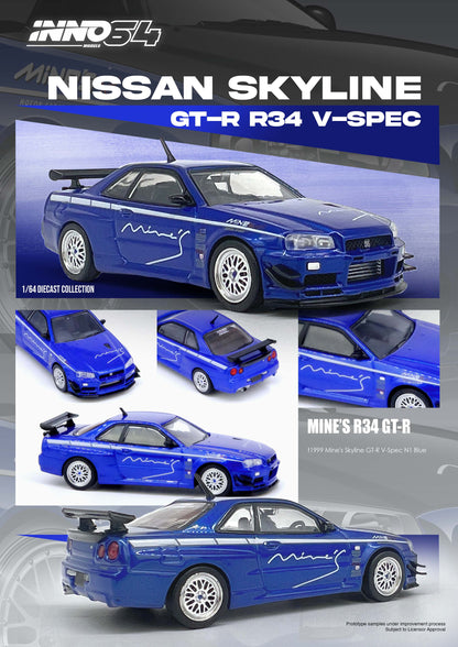 [ETA:  Nov 2024 ] Inno64 1/64 NISSAN SKYLINE GT-R (R34) V-SPEC Tuned by "MINE'S"