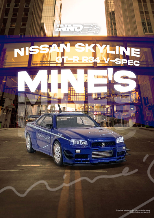 [ETA:  Nov 2024 ] Inno64 1/64 NISSAN SKYLINE GT-R (R34) V-SPEC Tuned by "MINE'S"