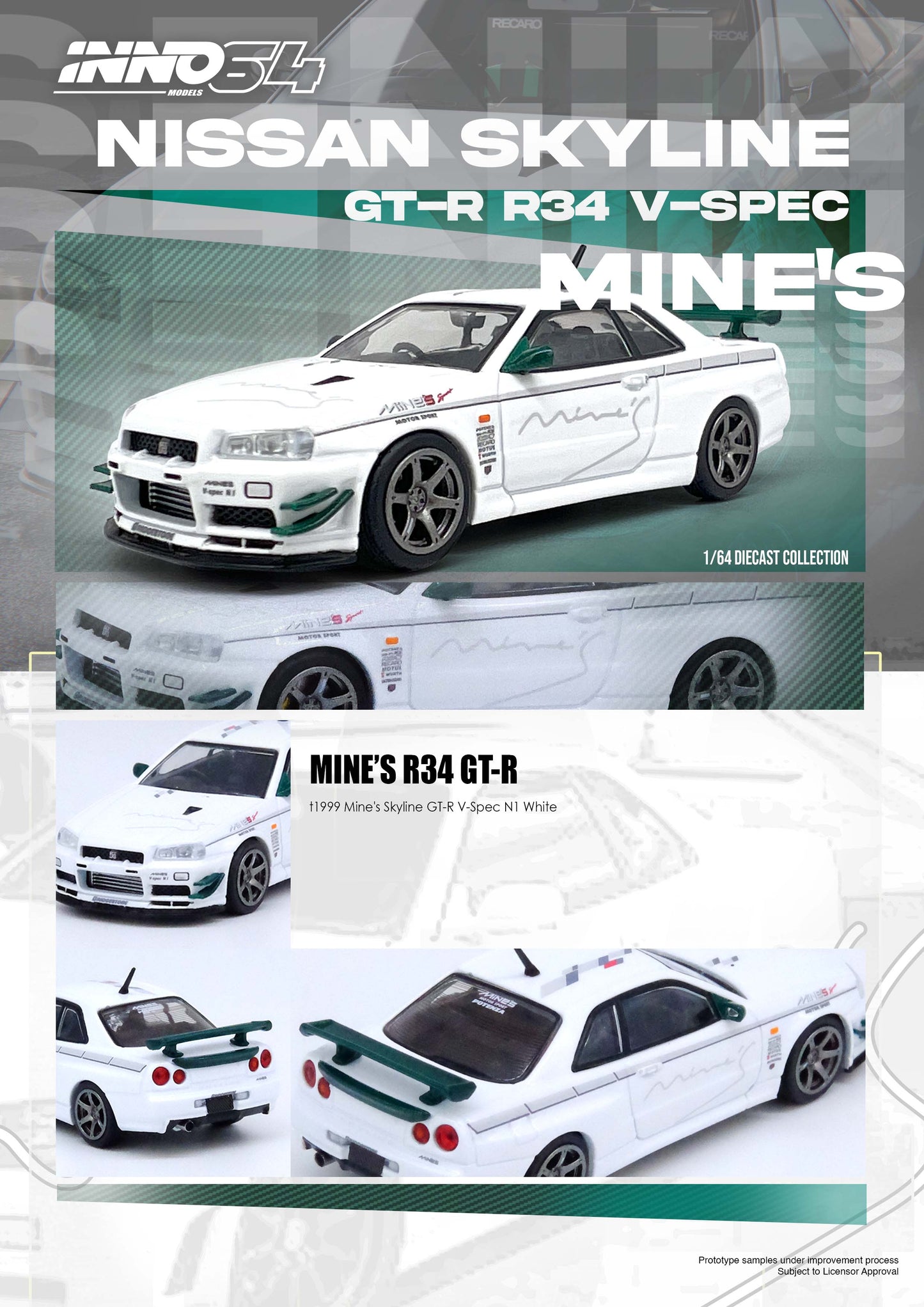 [ETA:  Sep 2024 ] Inno64 1/64 NISSAN SKYLINE GT-R (R34) V-SPEC Tuned by "MINE'S"