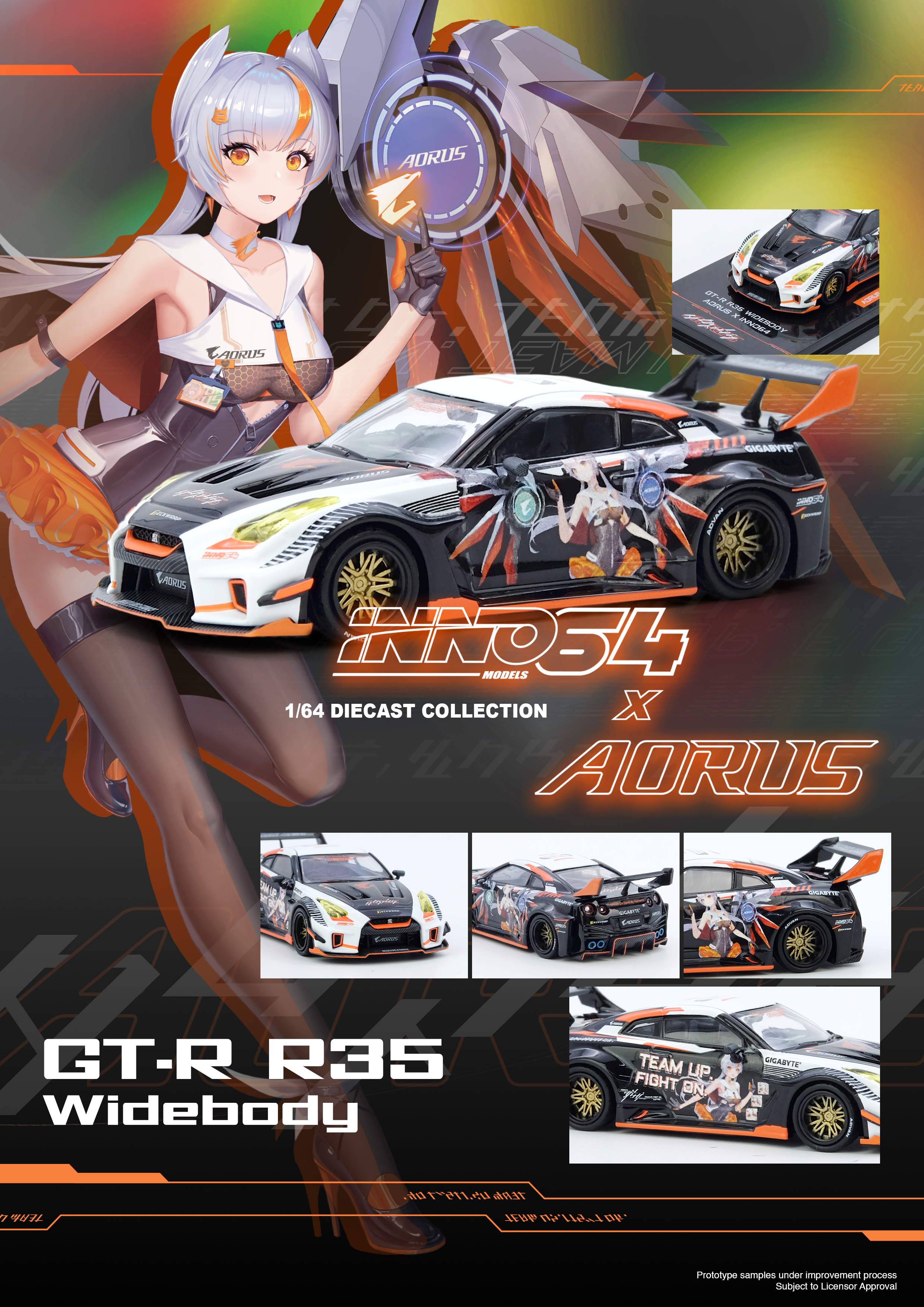 Inno64 1/64 GT-R R35 WIDEBODY AORUS X INNO64 Limited Edition – Black ...