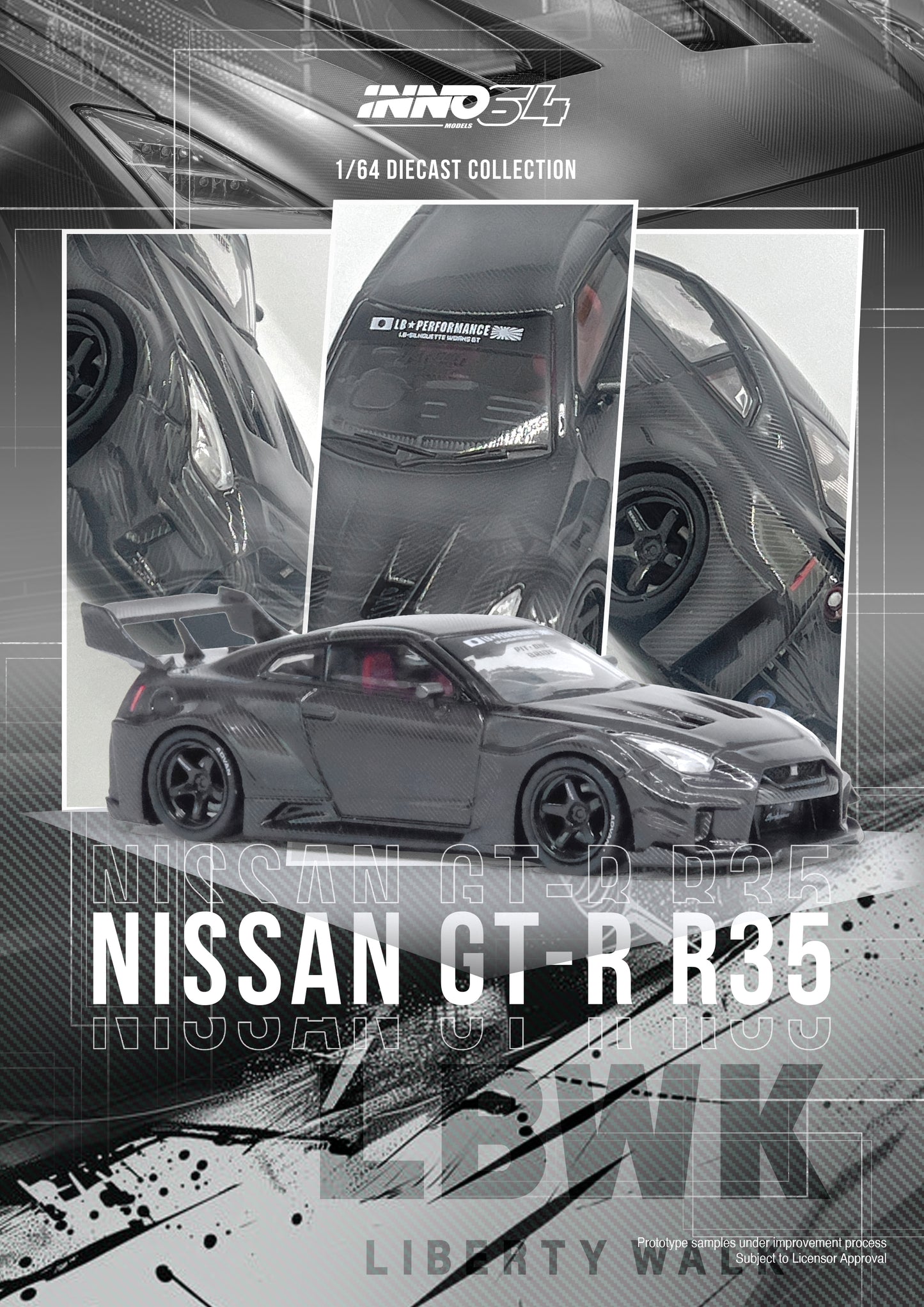 [ETA:  Sep 2024 ] Inno64 1/64 NISSAN GT-R (R35) LBWK SUPER SILHOUETTE 35GT-RR Full Carbon