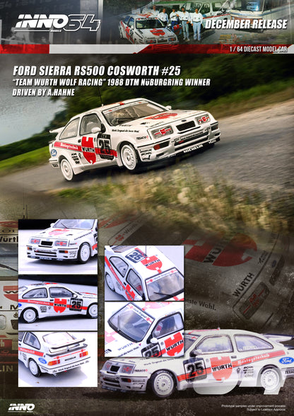 [ETA:  May 2024 ] Inno64 1/64 FORD SIERRA RS500 COSWORTH #25 "TEAM WURTH RACING"DTM Nurburgring Winner 1988 - A. Hahne