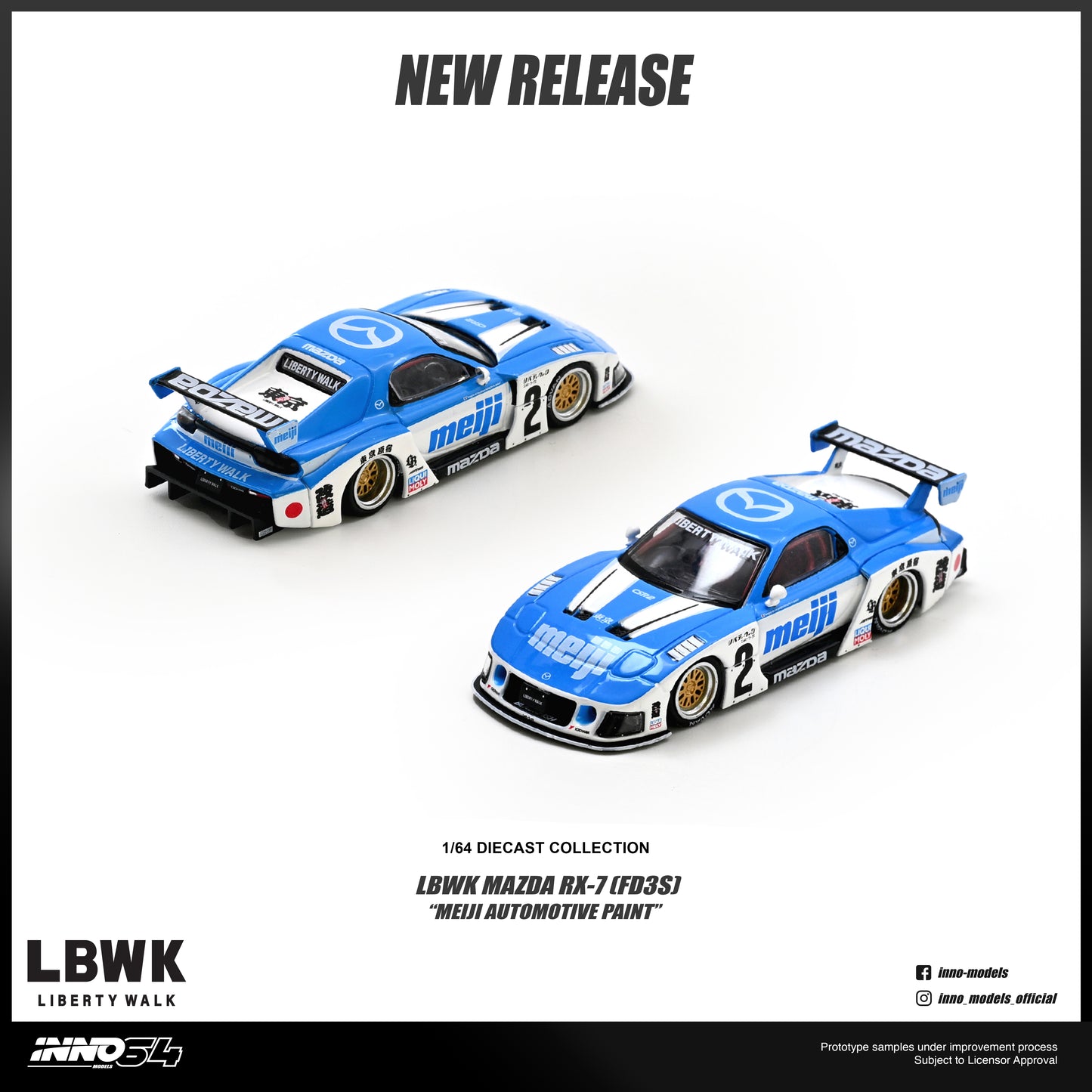 [ETA:  Nov 2026 ] Inno64 1/64 MAZDA RX7 (FD3S) LB-SUPER SILHOUETTE "MEIJI" **With Chance of Chase****