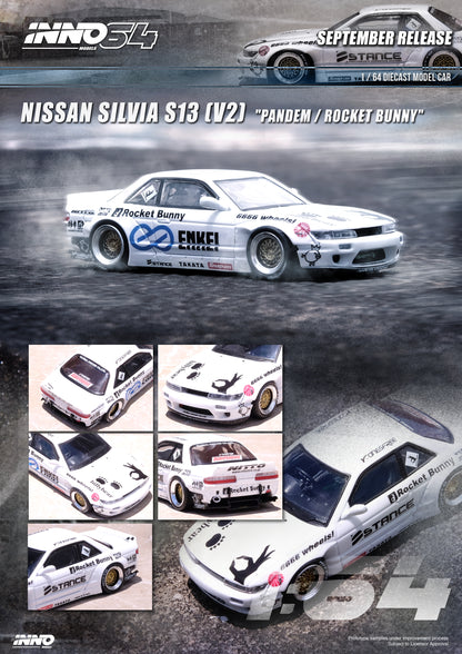 Inno64 1/64 NISSAN SILVIA S13 (V2) PANDEM / ROCKET BUNNY White