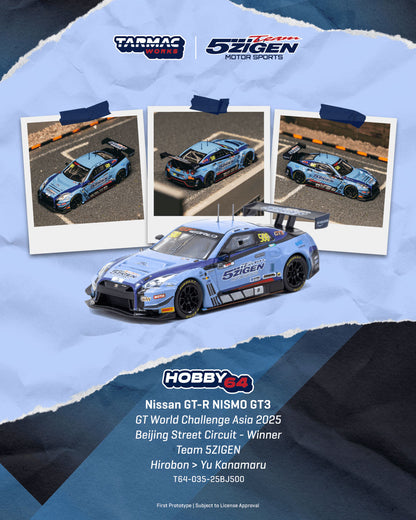 [ETA:  Mar 2027 ] Tarmac Works 1/64 Nissan GT-R NISMO GT3 GT World Challenge Asia 2025 Beijing Street Circuit - Winner TEAM 5ZIGEN - Hirobon / Yu Kanamaru