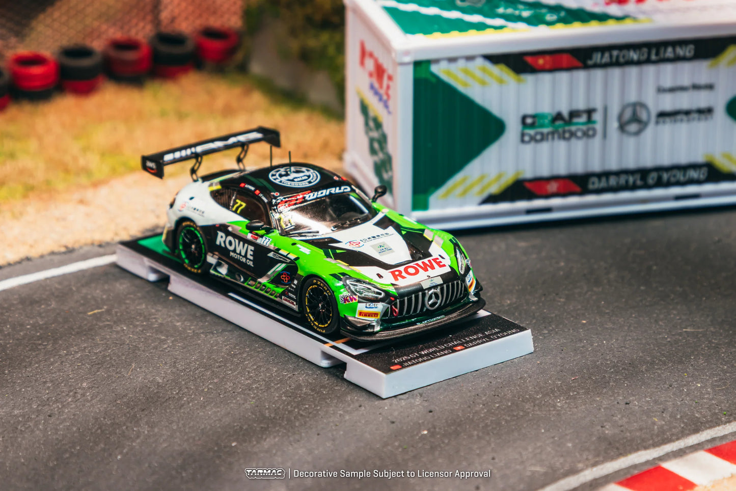 Tarmac Works 1/64 Mercedes-AMG GT3 GT World Challenge Asia 2025 - Beijing Season Finale Craft-Bamboo Racing #77 with Container - Craft-Bamboo Racing Special Edition