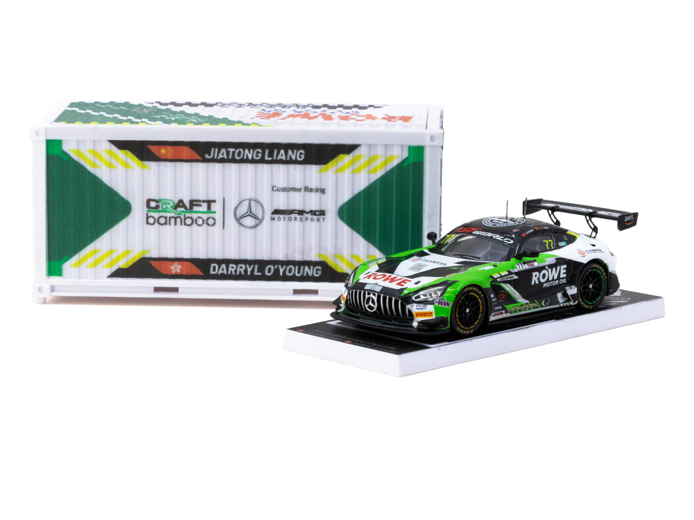Tarmac Works 1/64 Mercedes-AMG GT3 GT World Challenge Asia 2025 - Beijing Season Finale Craft-Bamboo Racing #77 with Container - Craft-Bamboo Racing Special Edition