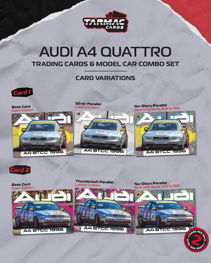 [ETA:  Mar 2027 ] Tarmac Works 1/64 Audi A4 quattro BTCC 1996 Champion - Frank Biela *** Model Car + Trading Cards Combo Set***