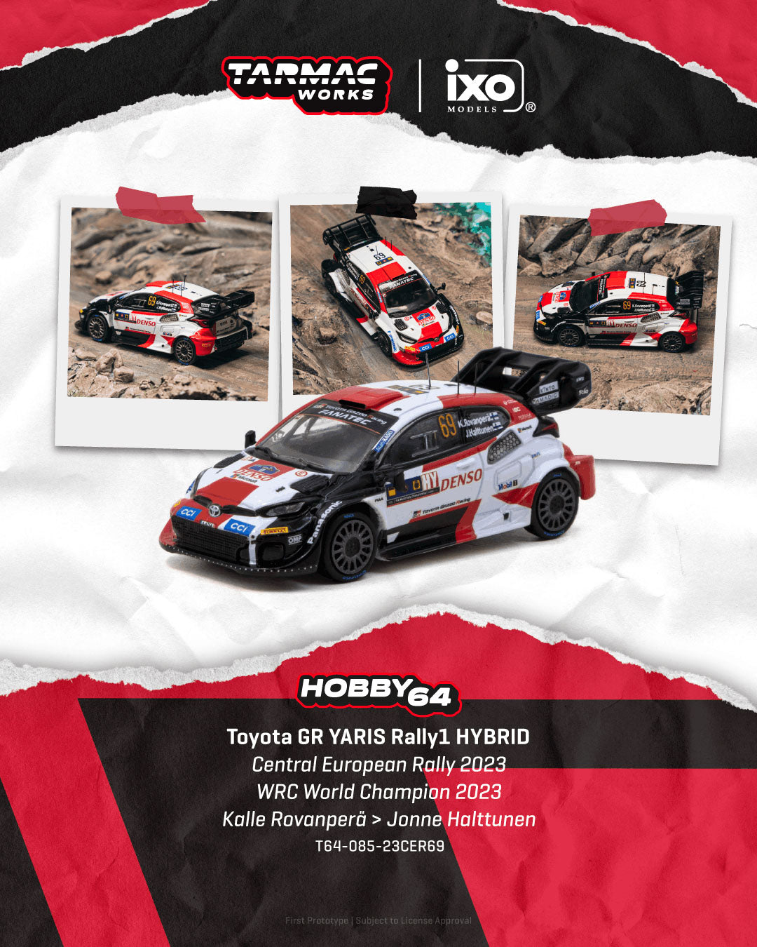 [ETA:  Mar 2027 ] Tarmac Works 1/64 Toyota GR YARIS Rally1 HYBRID Central European Rally 2023 WRC World Champion 2023 Kalle Rovanperä / Jonne Halttunen