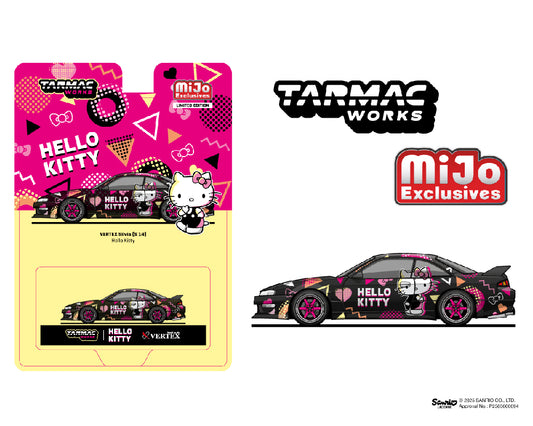 [ETA:  Jan 2026 ] Tarmac Works 1/64 Vertex Nissan Silvia S14 Hello Kitty Special Limited Edition – Black Chrome – Mijo Exclusive