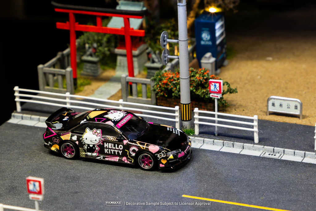 Tarmac Works 1/64 Vertex Nissan Silvia S14 Hello Kitty Special Limited Edition – Black Chrome – Mijo Exclusive
