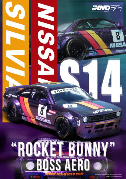 [ETA:  Nov 2024 ] Inno64 1/64 NISSAN SILVIA (S14) BOSS "ROCKET BUNNY" Purple