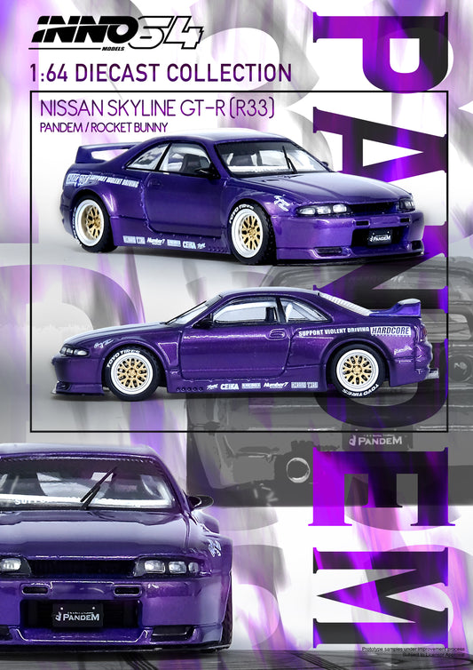 [ETA:  Mar 2025 ] Inno64 1/64 NISSAN SKYLINE GT-R (R33) "PANDEM ROCKET BUNNY" Purple