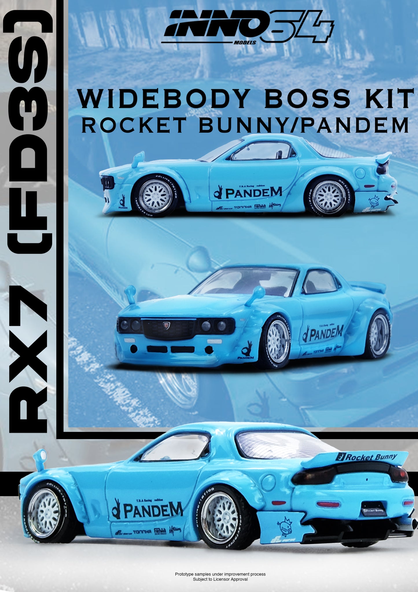 [ETA:  Feb 2028 ] Inno64 1/64 PANDEM ROCKET BUNNY RX7 (FD3S) Tiffany Blue