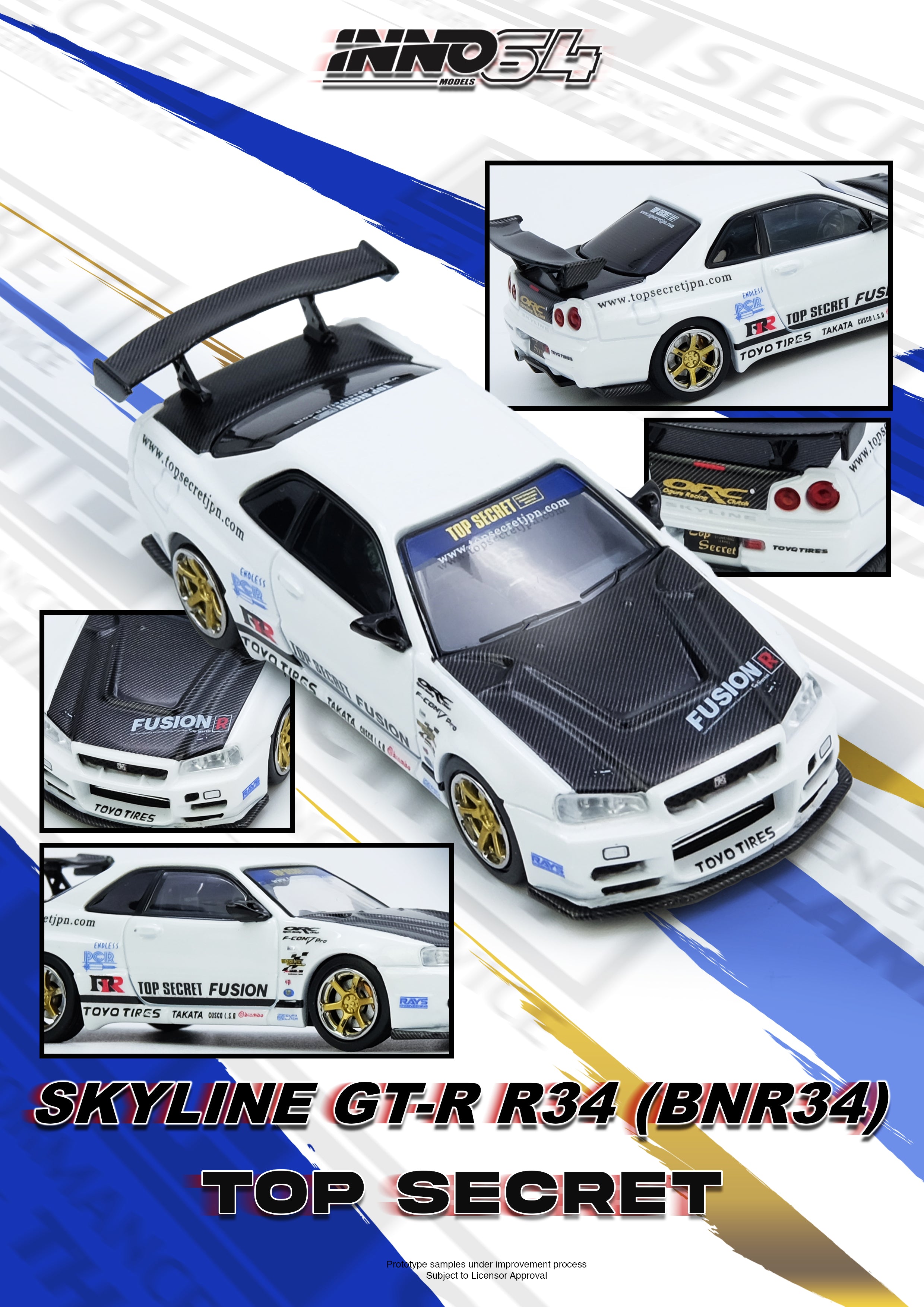 イノモデル1/64 GT-R R34 トップシークレット エンドレス セット