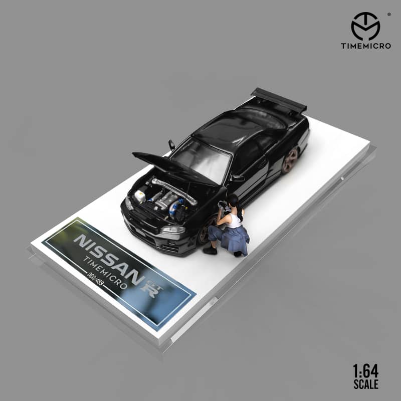 Time Micro 1/64 Skyline GT-R R34, Nismo Z-Tune (Open-Hood, Visible Engine)