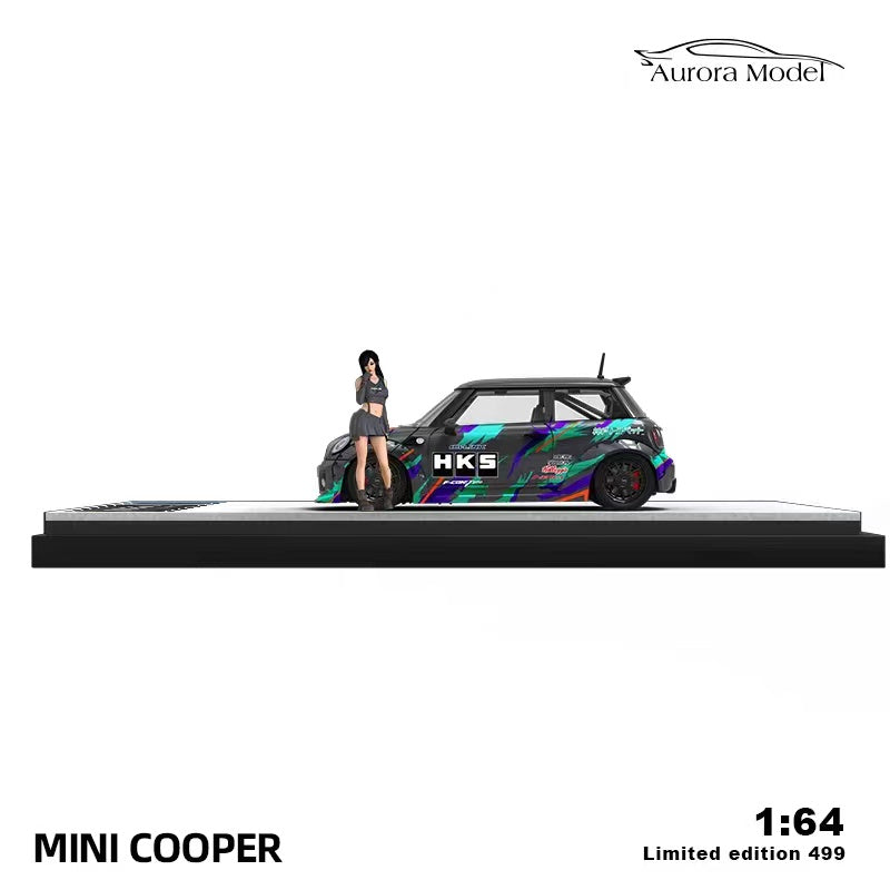 Aurora Model 1/64 LBWK MINI Hatch(R56) HKS – Black Ice Diecast