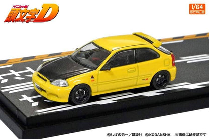 Modeler' s 1/64 Initial D Series Set of 2 Cars - Civic EK9 Yellow Carbon-Hood(馆智幸Tomoyuki Tachi) + Sprinter Trueno AE86 White Carbon-Hood( 藤原拓海Takumi Fujiwara)