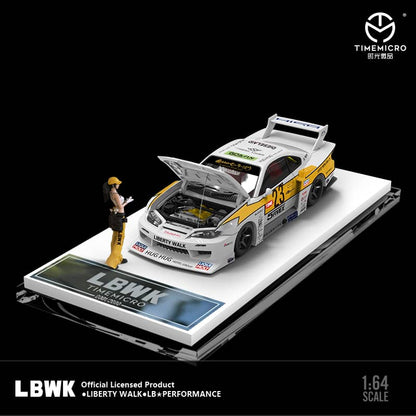 Time Micro 1/64 Liberty Walk Silvia S15 - Flash 23# Livery (Open-Hood, Visible Engine)