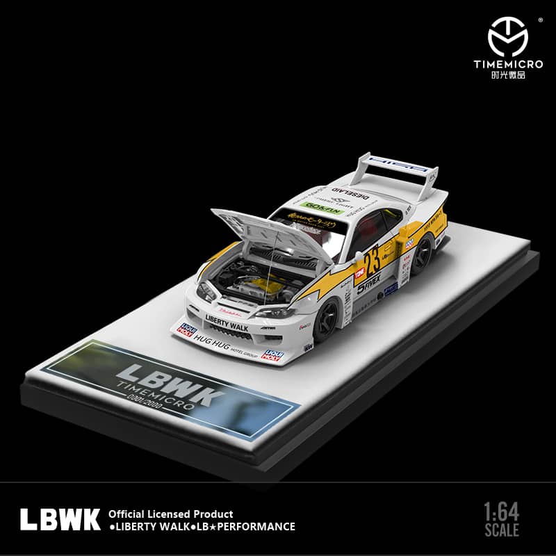 Time Micro 1/64 Liberty Walk Silvia S15 - Flash 23# Livery (Open-Hood, Visible Engine)