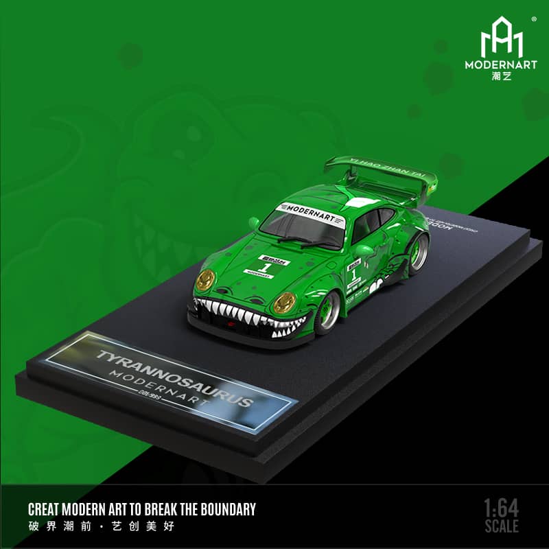 Time Micro 1/64 Rauh-Welt 993 GT Wing Tyrannosaurus Green