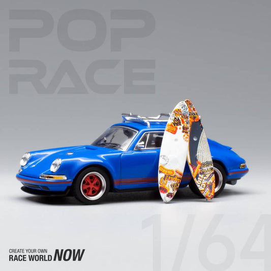 Pop Race 1/64 Singer 964 Coupe With WakeBoard Blue