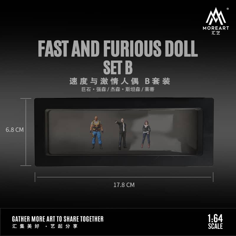 [ETA:  Feb 2024 ] MoreArt 1/64 The Fast & Furious Movie Version Set (MO642060)
Set of 3 Figures - Dwayne Johnson + Jason Statham + Letty Ortiz