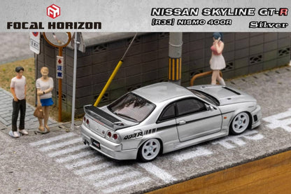 Focal Horizon 1/64 Skyline R33 GT-R, Nismo 400R Silver
(Open-Hood, Visible Engine)