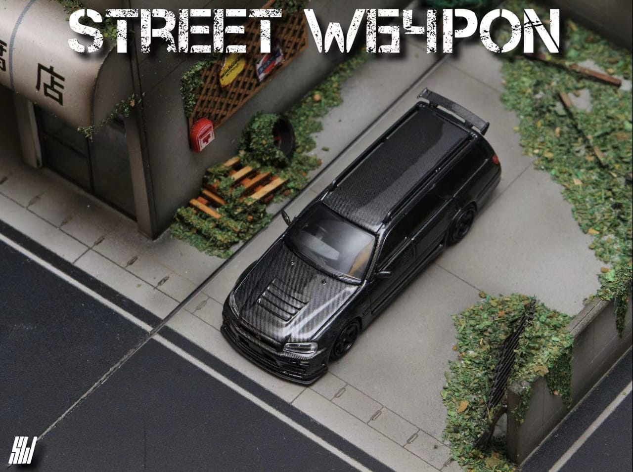 Street Weapon 1/64 Stagea WC34 260RS
Full Carbon Black(Over-Printing Varnish)