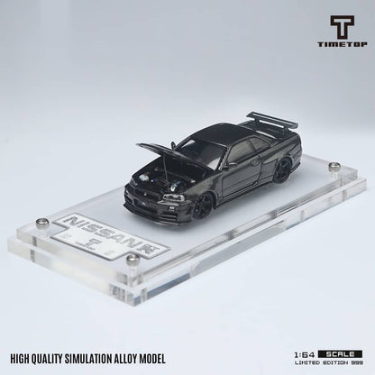 [ETA:  Jun 2024 ] Time Micro x TimeTop 1/64 Skyline GT-R R34, Nismo Z-Tune Full Carbon Black Open-Hood, Visible Engine