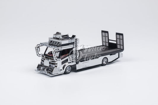 [ETA:  May 2024 ] Microturbo 1/64 Dekotora Ver2 Custom Tow Truck (ABS Container Chrome Silver