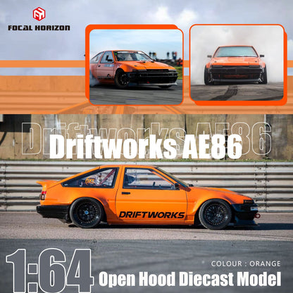 [ETA:  Aug 2024 ] Focal Horizon 1/64 Sprinter Trueno AE86 V8 Driftworks DW86 Modified | Open-Hood, Visible LSX454 Engine NA