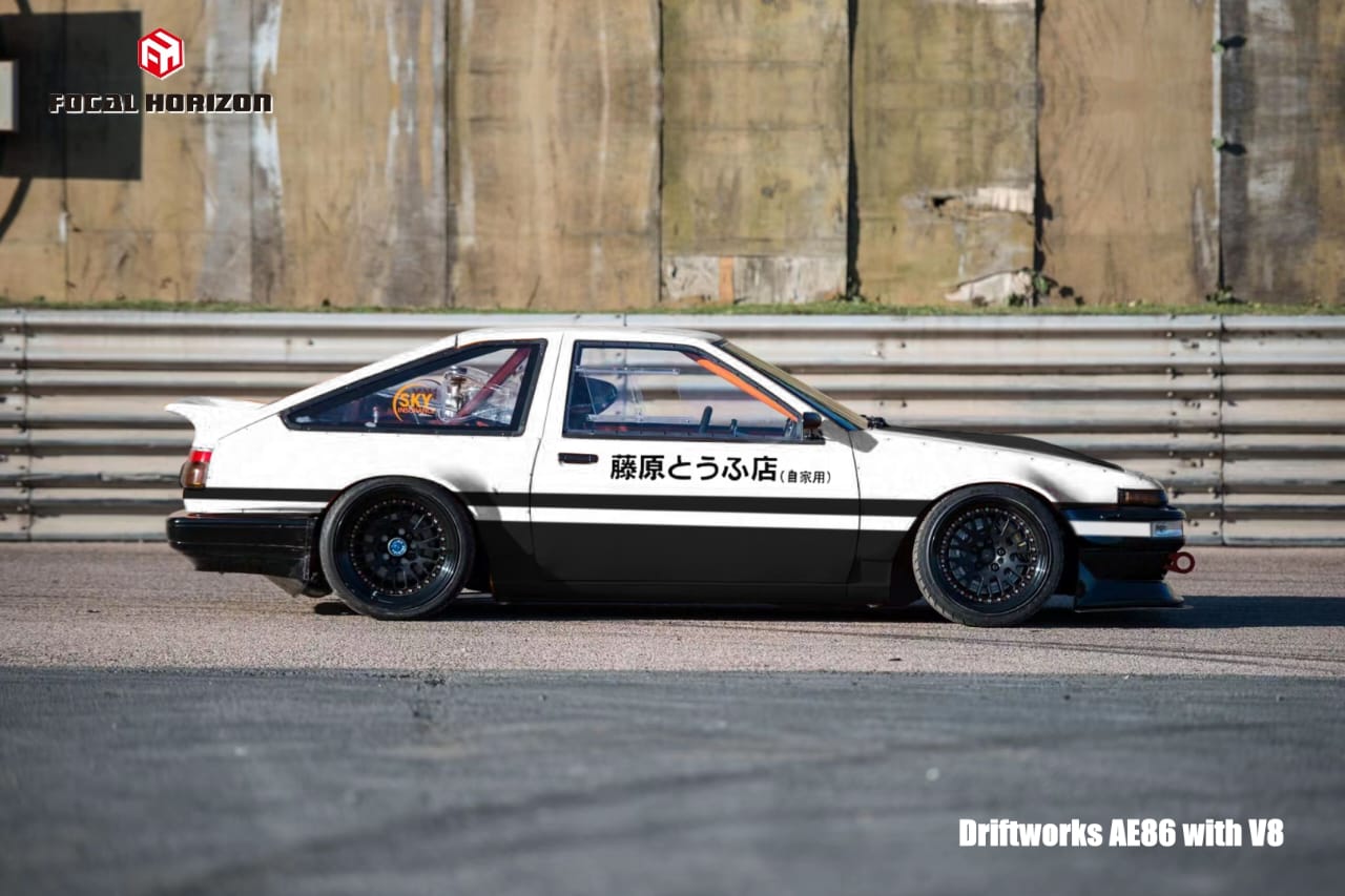 [ETA:  Aug 2024 ] Focal Horizon 1/64 Sprinter Trueno AE86 V8 Driftworks DW86 Modified | Open-Hood, Visible LSX454 Engine NA