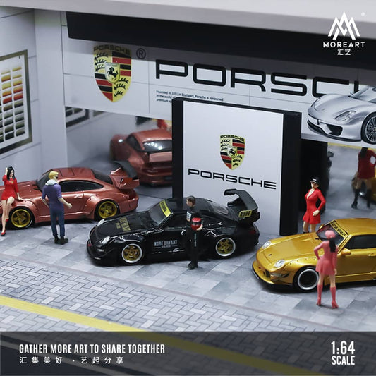 [ETA:  Jun 2024 ] MoreArt 1/64 Assembly Diorama Automobile Sales Service Shop with LED Light(MO936001) - Porsche