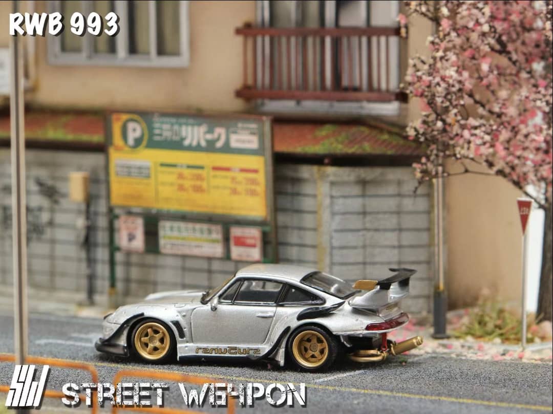 Street Weapon 1/64 RWB993 GT Wing Heavenly Modified Silver