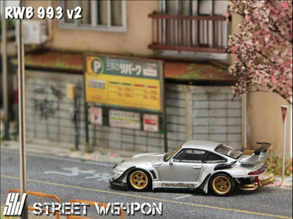 Street Weapon 1/64 RWB993 GT Wing Heavenly Modified Silver